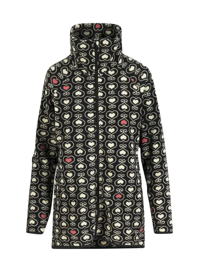 Blutsgeschwister Fleece Jacket Httenzauber Long Black Women Jackets and Coats