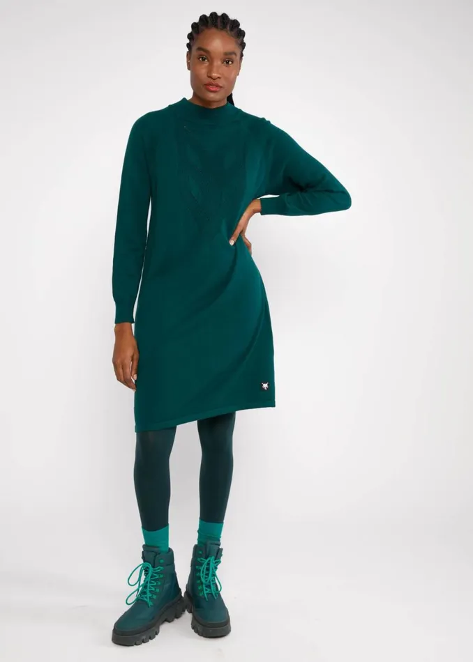 Blutsgeschwister Jumper Dress Braided And Easy Green Women Dresses