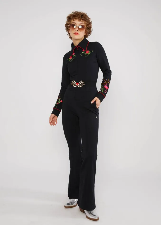 Blutsgeschwister Jumpsuit Flamingo King Black Women Jumpsuits