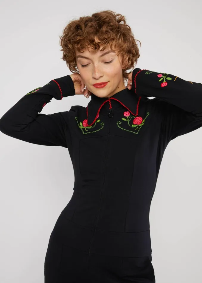 Blutsgeschwister Jumpsuit Flamingo King Black Women Jumpsuits