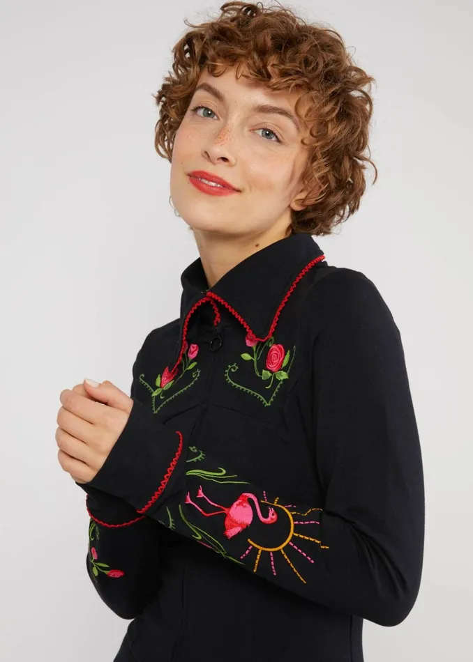 Blutsgeschwister Jumpsuit Flamingo King Black Women Jumpsuits