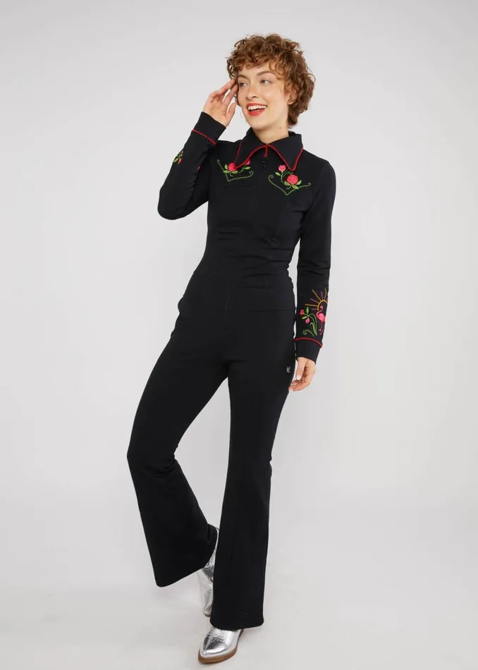 Blutsgeschwister Jumpsuit Flamingo King Black Women Jumpsuits