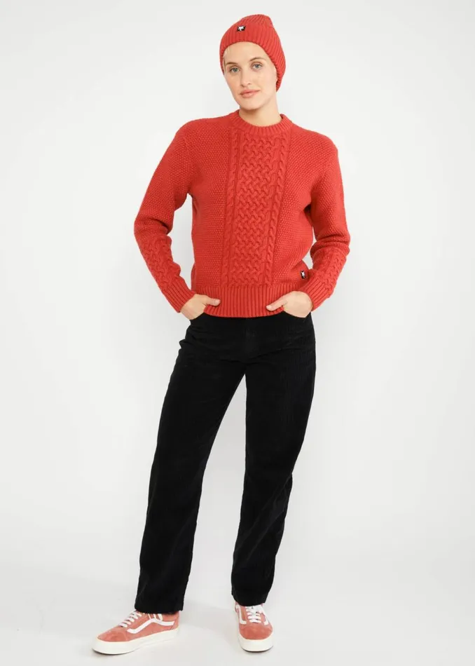 Blutsgeschwister Knitted Hat Lady Mary Aran Red Women Other Accessoires