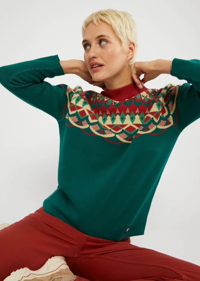 Blutsgeschwister Knitted Jumper Cold Day Warm Heart Green Women Knitted Jumpers
