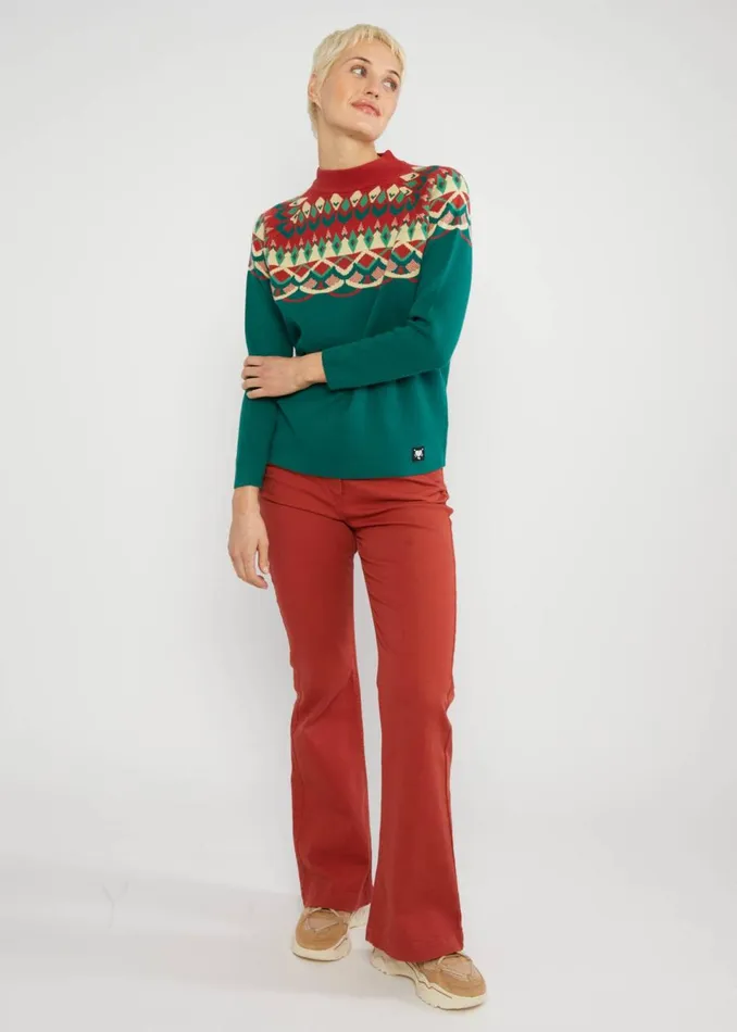 Blutsgeschwister Knitted Jumper Cold Day Warm Heart Green Women Knitted Jumpers