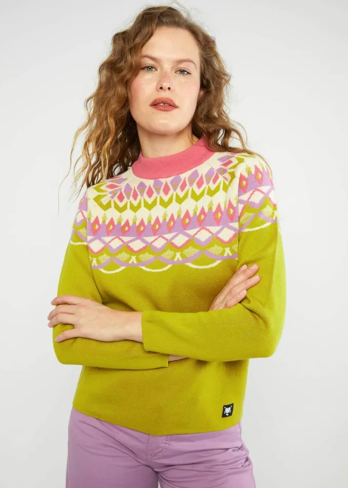 Blutsgeschwister Knitted Jumper Cold Day Warm Heart Yellow Women Knitted Jumpers