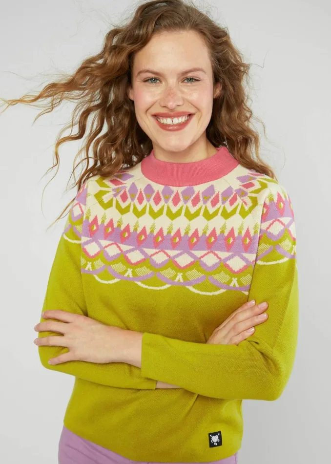 Blutsgeschwister Knitted Jumper Cold Day Warm Heart Yellow Women Knitted Jumpers