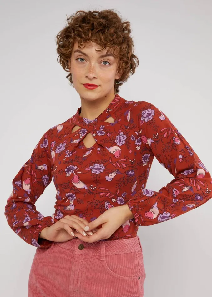 Blutsgeschwister Longsleeve Poetic Garden Boho Brown Women Tops