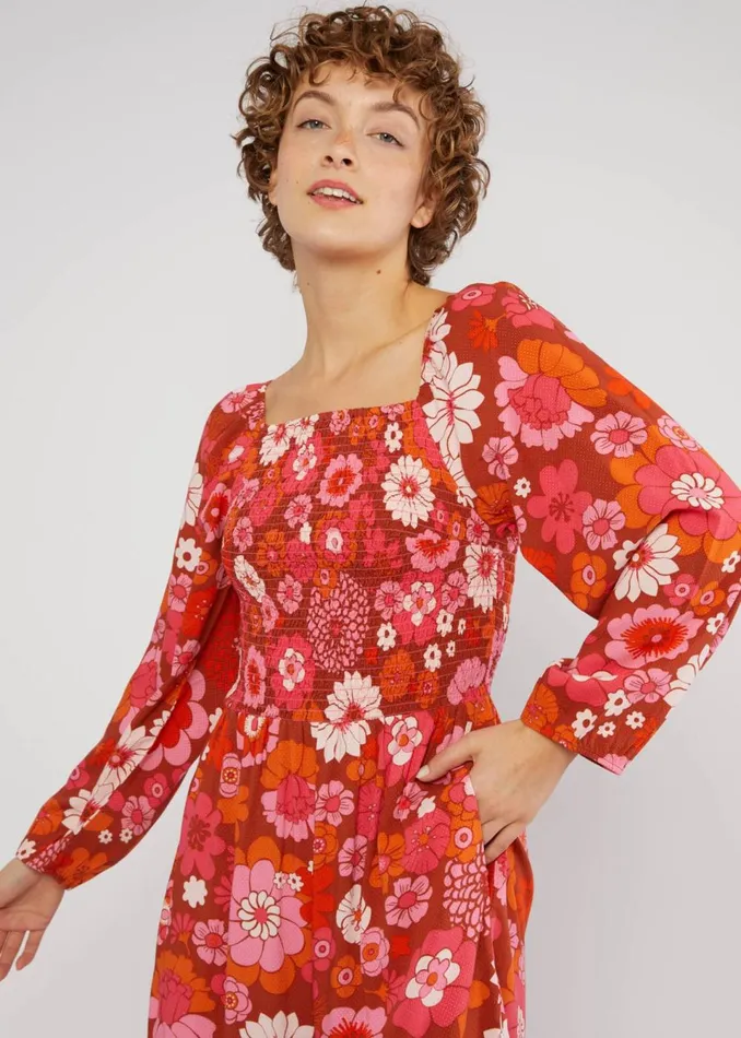 Blutsgeschwister Midi Dress Golden Maiden Brown Women Dresses