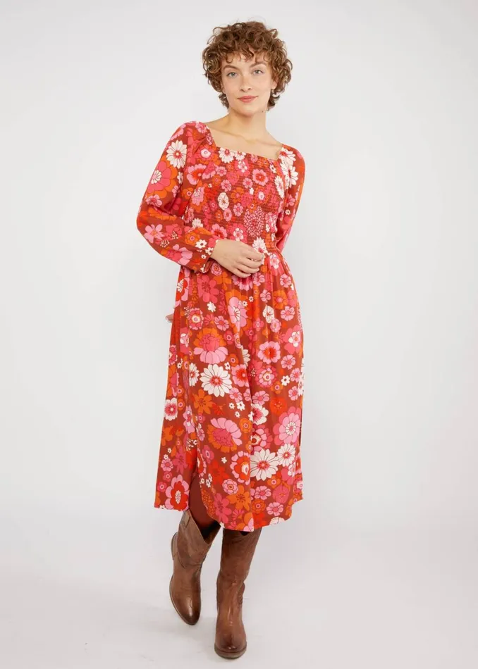 Blutsgeschwister Midi Dress Golden Maiden Brown Women Dresses