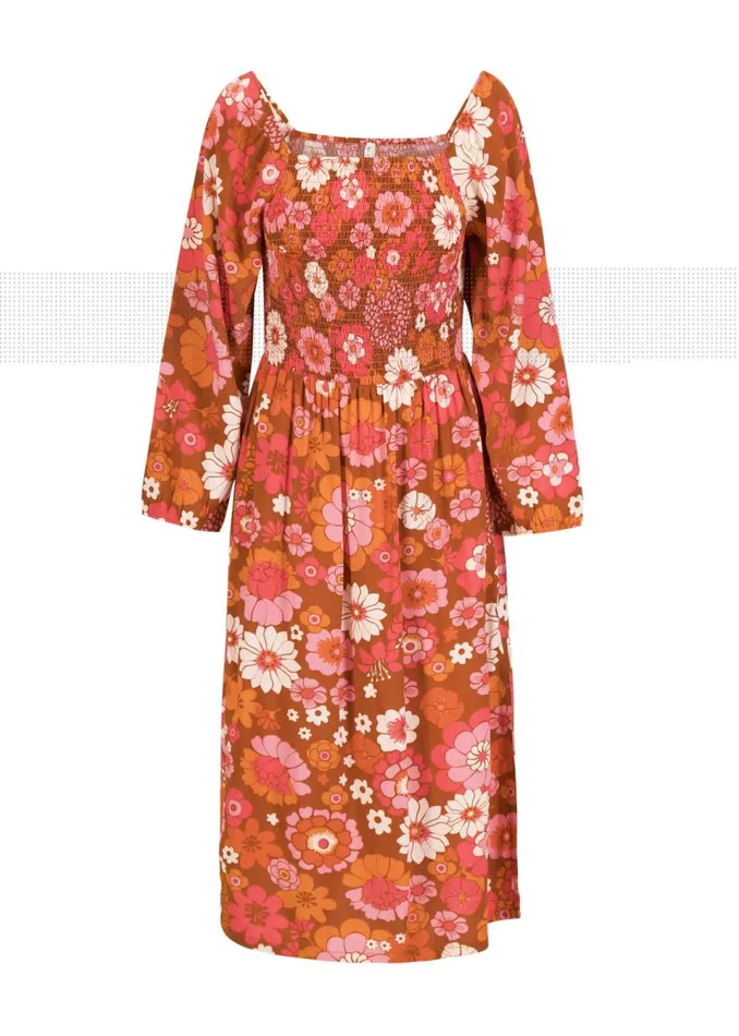 Blutsgeschwister Midi Dress Golden Maiden Brown Women Dresses