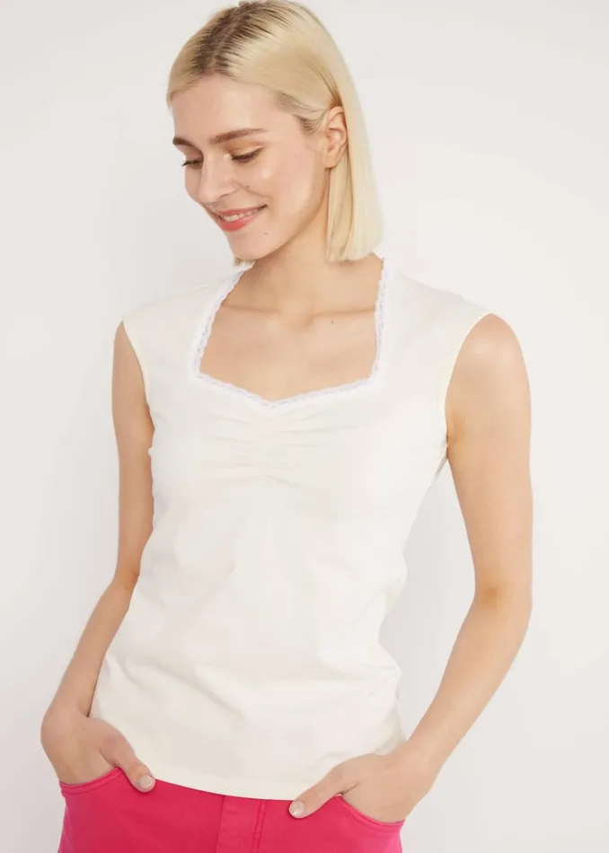 Blutsgeschwister Sleeveless Top Let Romance Rule White Women Tops