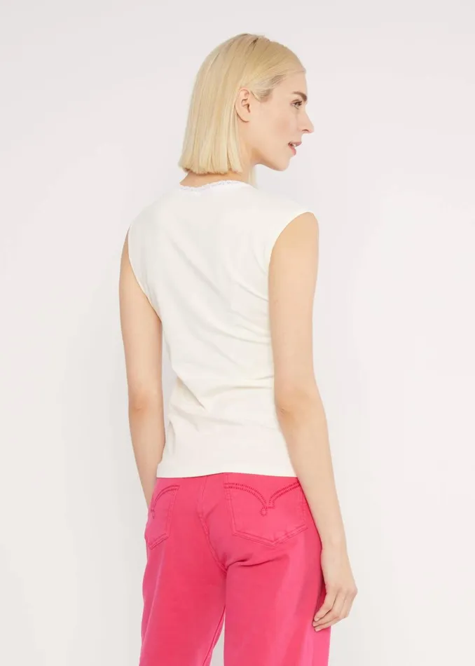 Blutsgeschwister Sleeveless Top Let Romance Rule White Women Tops