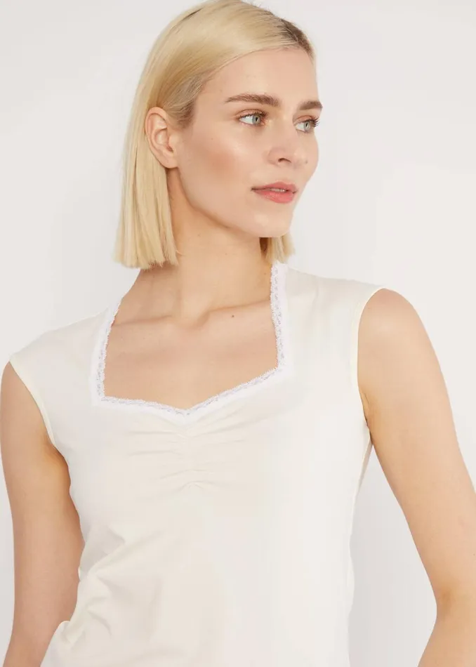 Blutsgeschwister Sleeveless Top Let Romance Rule White Women Tops