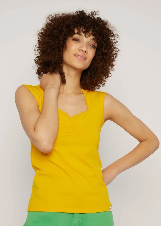 Blutsgeschwister Sleeveless Top Let Romance Rule Yellow Women Tops