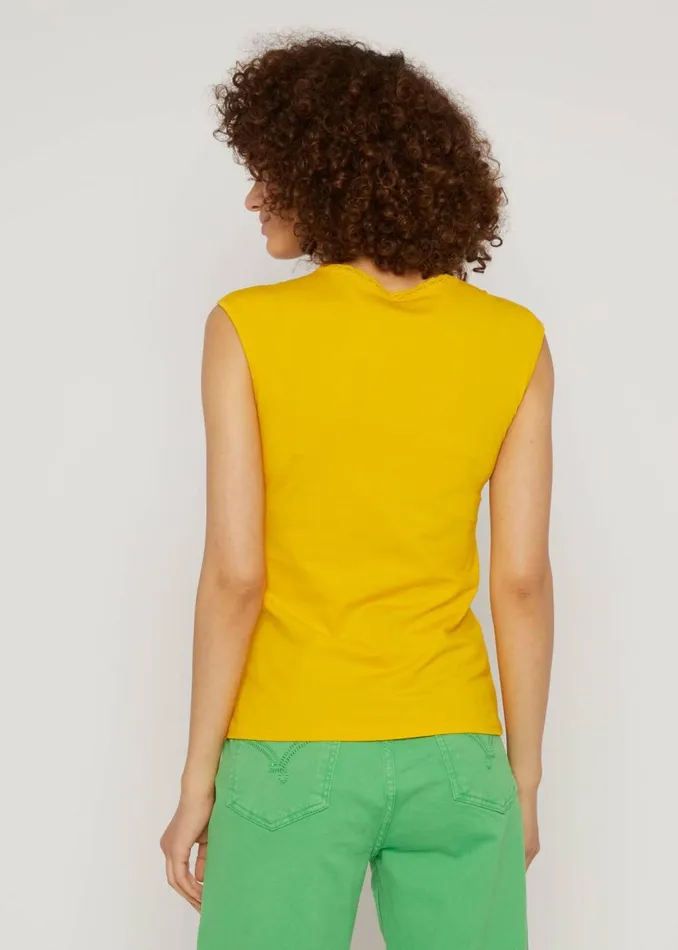 Blutsgeschwister Sleeveless Top Let Romance Rule Yellow Women Tops