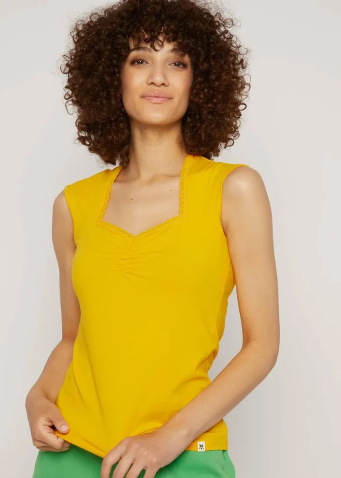 Blutsgeschwister Sleeveless Top Let Romance Rule Yellow Women Tops