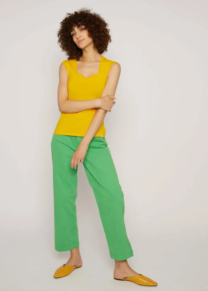 Blutsgeschwister Sleeveless Top Let Romance Rule Yellow Women Tops