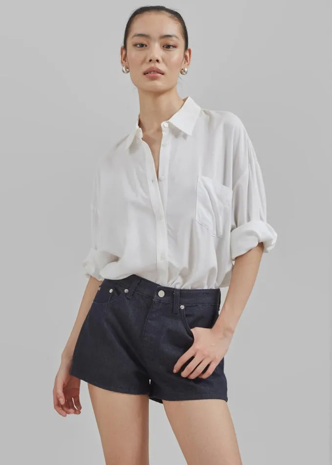 Bottoms Women The Frankie Shop Ashley Denim Shorts 8211 Raw Wash