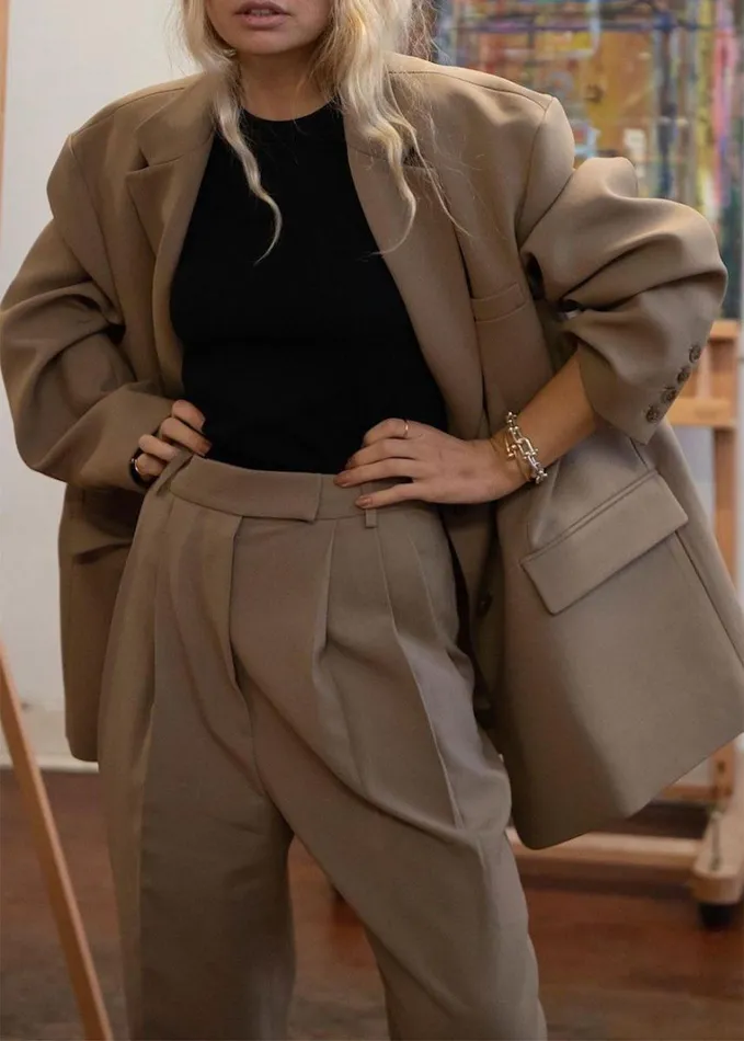 Bottoms Women The Frankie Shop Bea Suit Pants 8211 Latte