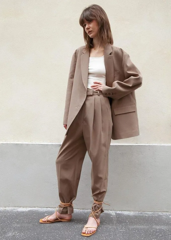 Bottoms Women The Frankie Shop Bea Suit Pants 8211 Latte