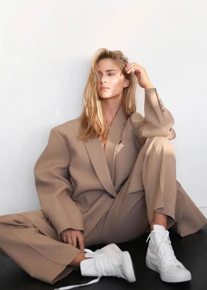 Bottoms Women The Frankie Shop Bea Suit Pants 8211 Latte