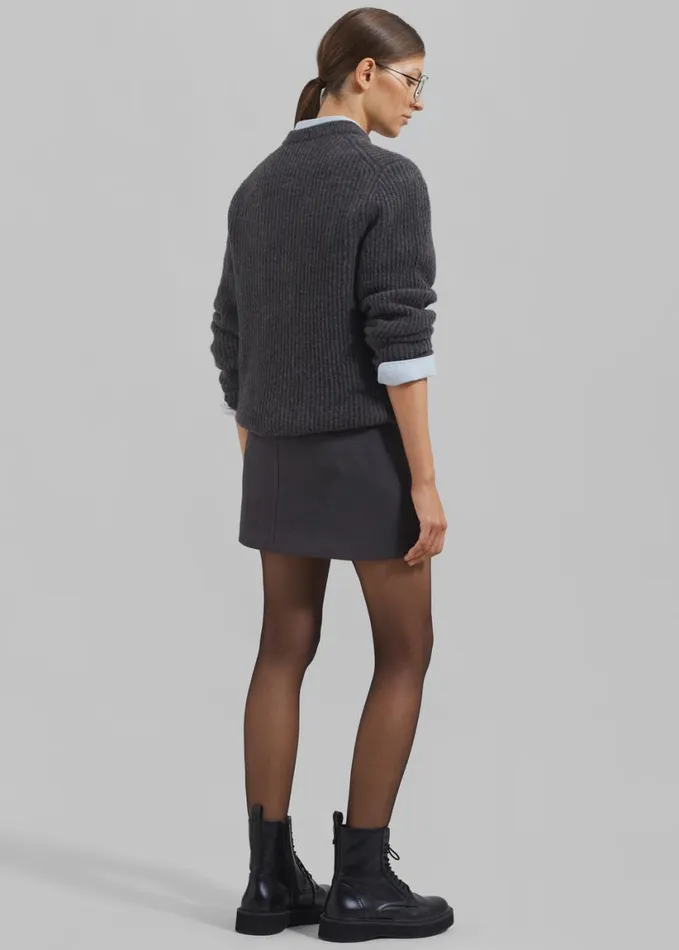 Bottoms Women The Frankie Shop Polly Faux Suede Mini Skirt 8211 Charcoal