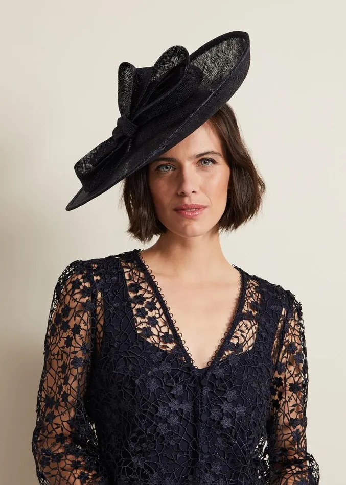 Bow Detail Statement Disc Fascinator Navy Women Phase Eight Fascinators and Hats