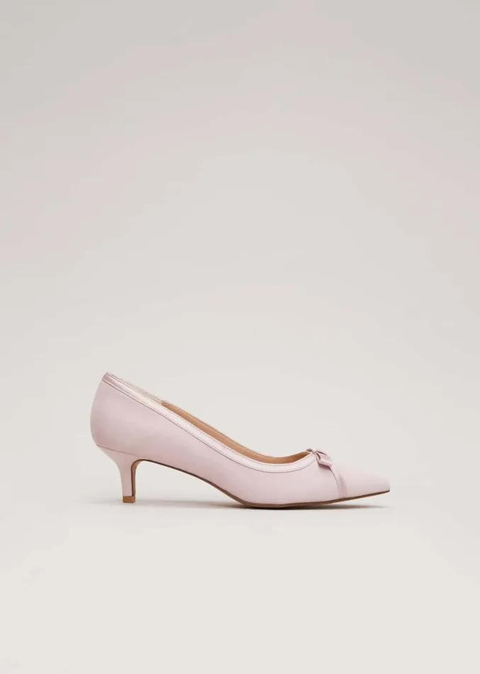 Bow Kitten Heel Shoes Pale Pink Women Phase Eight Occasion Shoes
