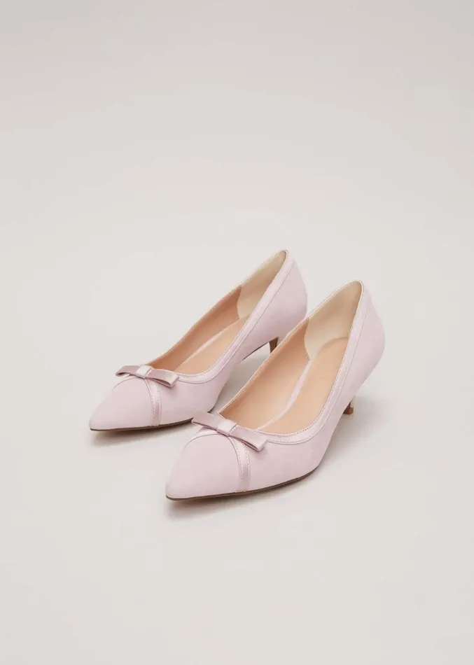 Bow Kitten Heel Shoes Pale Pink Women Phase Eight Occasion Shoes