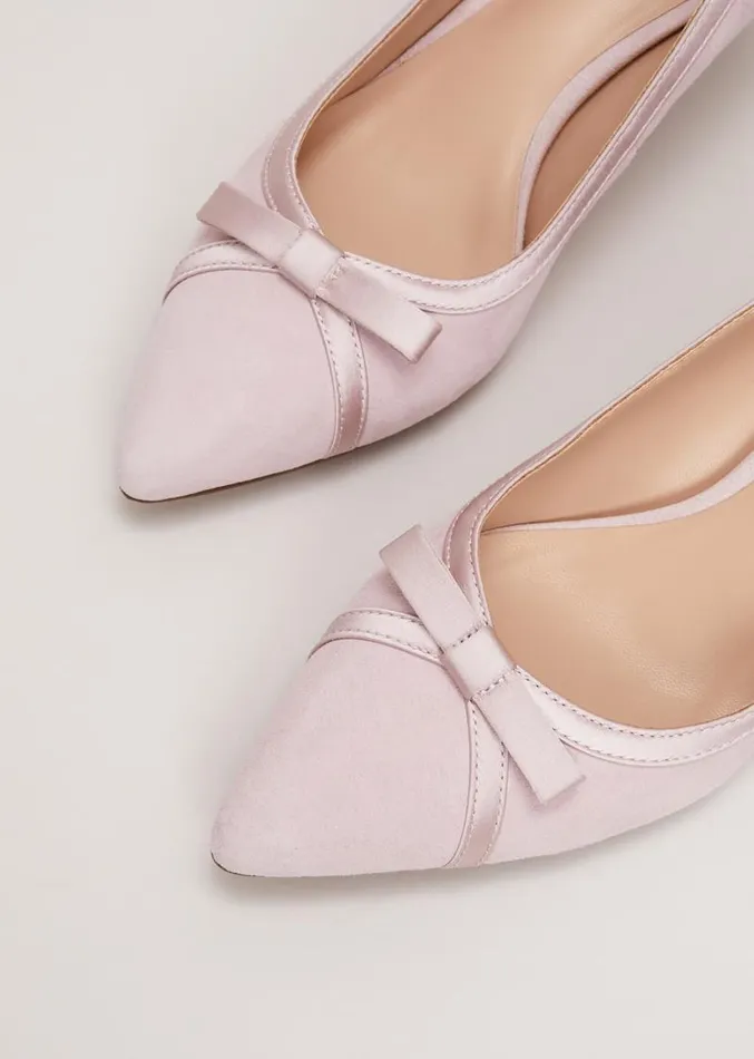 Bow Kitten Heel Shoes Pale Pink Women Phase Eight Occasion Shoes