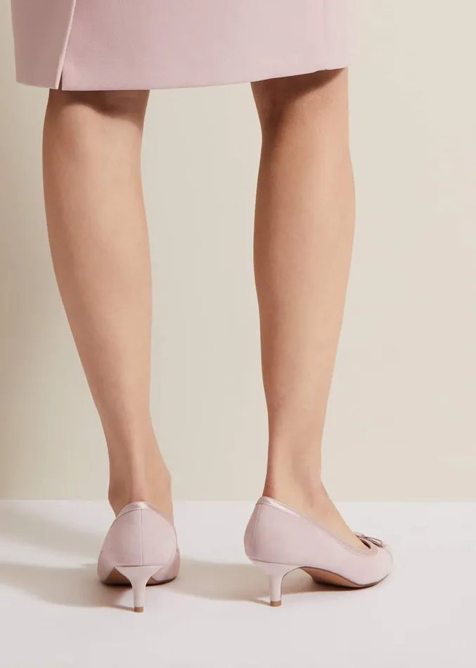 Bow Kitten Heel Shoes Pale Pink Women Phase Eight Occasion Shoes