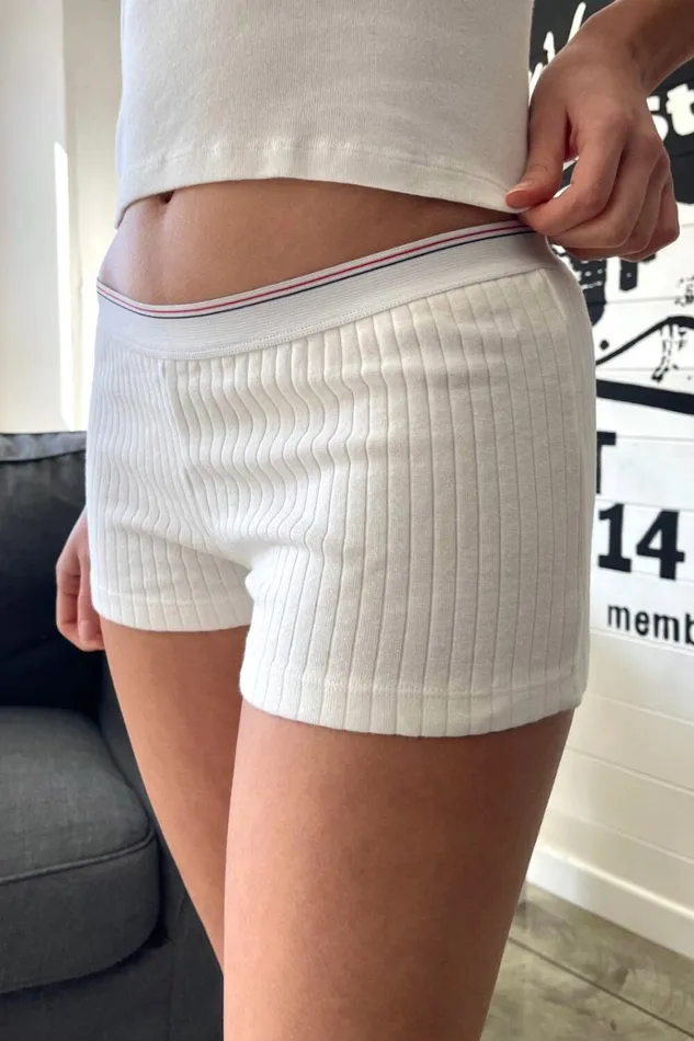 Boxer Thick Ribbed Underwear White Women Brandy Melville Intimates