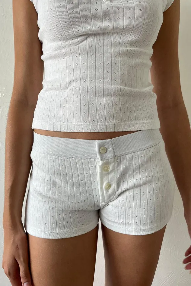Boyshort Eyelet Underwear Natural White Women Brandy Melville Matching Sets