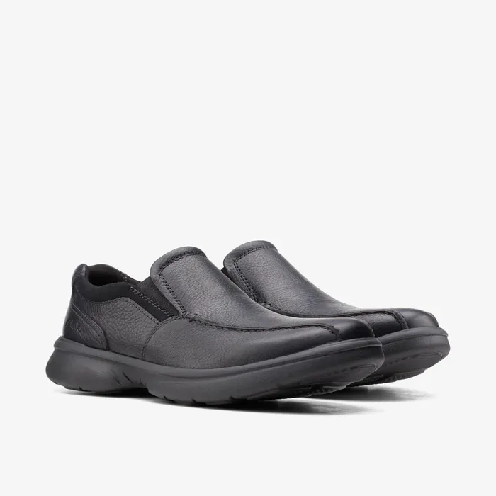 Bradley Step Black Tumbled Leather Men Clarks Casual Dress Shoes