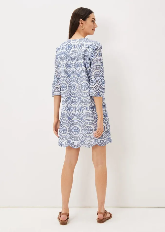 Brianne Broderie Shift Dress Bluewhite Women Phase Eight Dresses