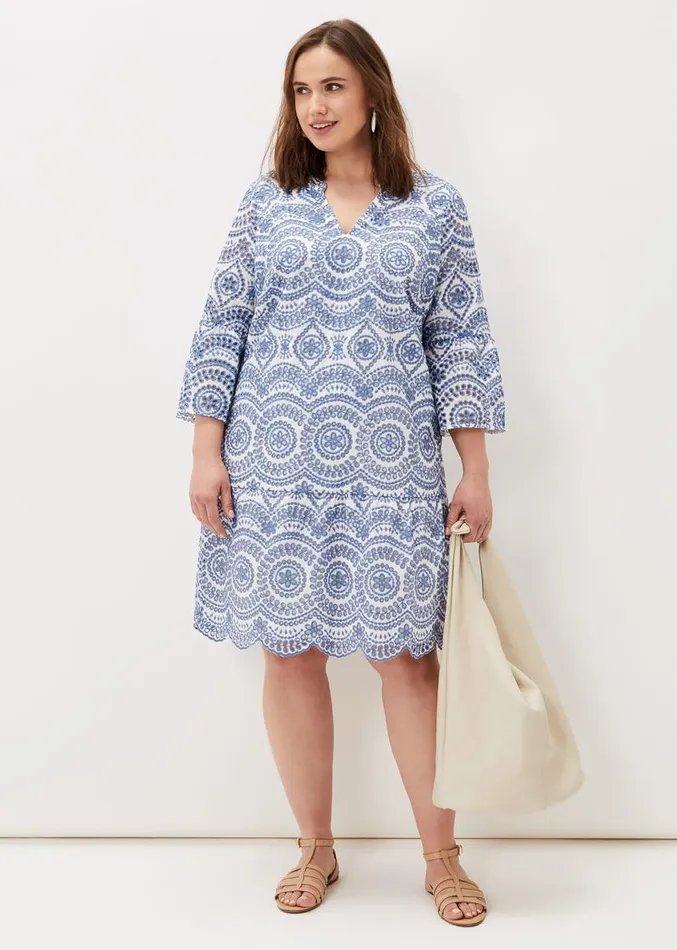 Brianne Broderie Shift Dress Bluewhite Women Phase Eight Dresses