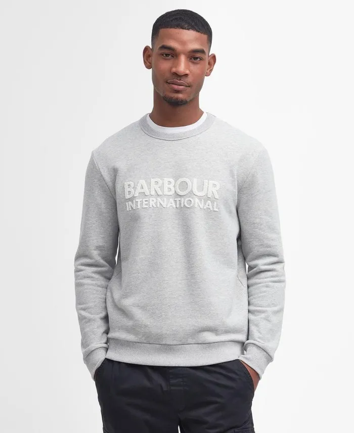 Brockley Logo Sweatshirt Grey Marl Men Barbour Hoodies and Sweatshirts