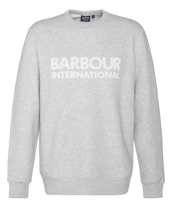 Brockley Logo Sweatshirt Grey Marl Men Barbour Hoodies and Sweatshirts