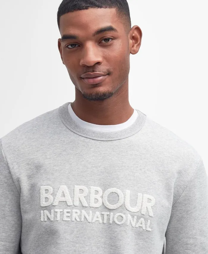 Brockley Logo Sweatshirt Grey Marl Men Barbour Hoodies and Sweatshirts