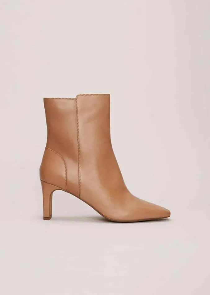 Brown Leather Ankle Boots Light Tan Women Phase Eight Boots