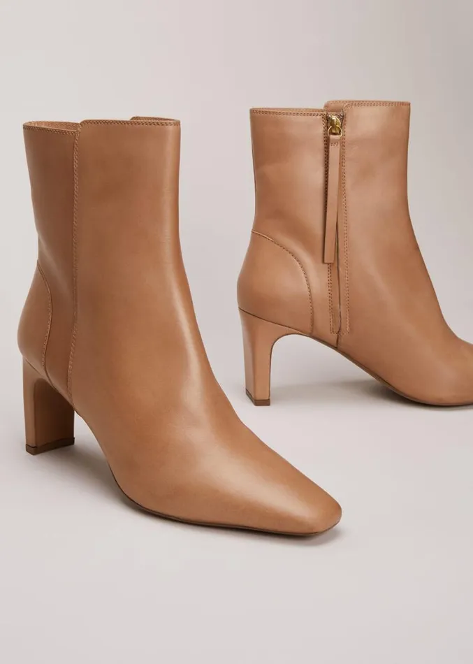 Brown Leather Ankle Boots Light Tan Women Phase Eight Boots