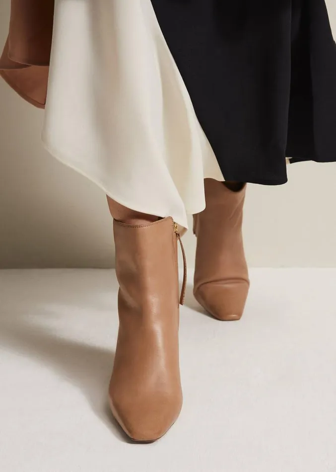 Brown Leather Ankle Boots Light Tan Women Phase Eight Boots