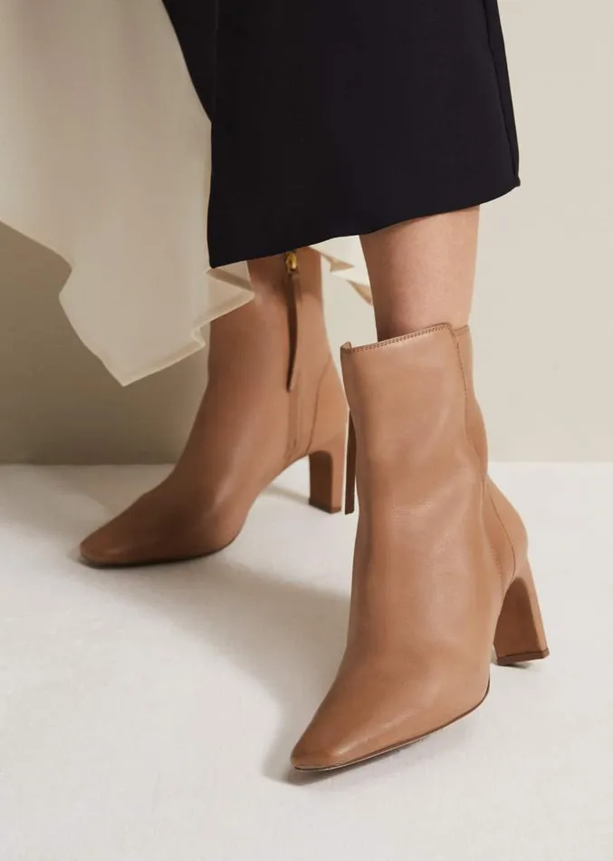 Brown Leather Ankle Boots Light Tan Women Phase Eight Boots