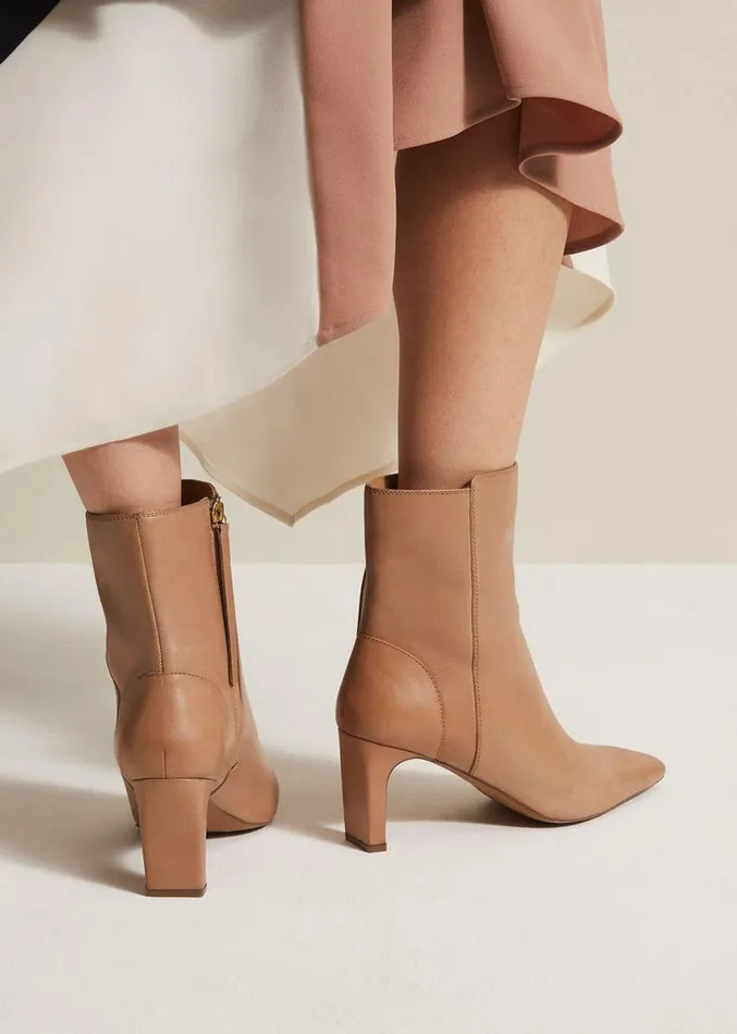 Brown Leather Ankle Boots Light Tan Women Phase Eight Boots