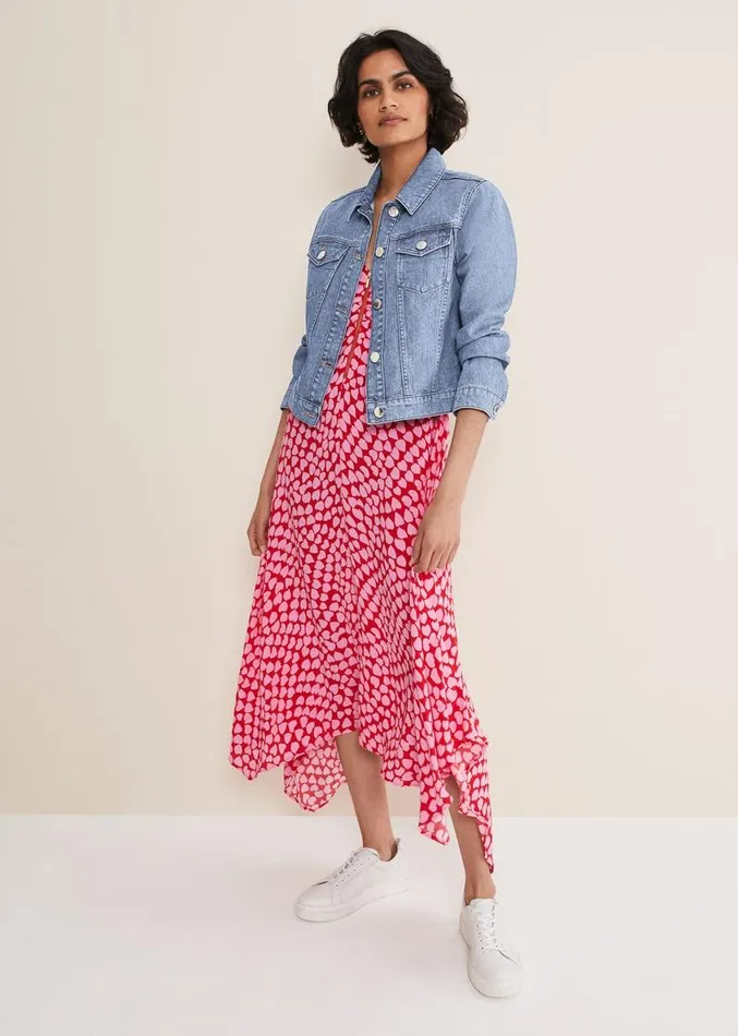 Caitlin Cropped Denim Jacket Mid Wash Blue Women Phase Eight Jackets