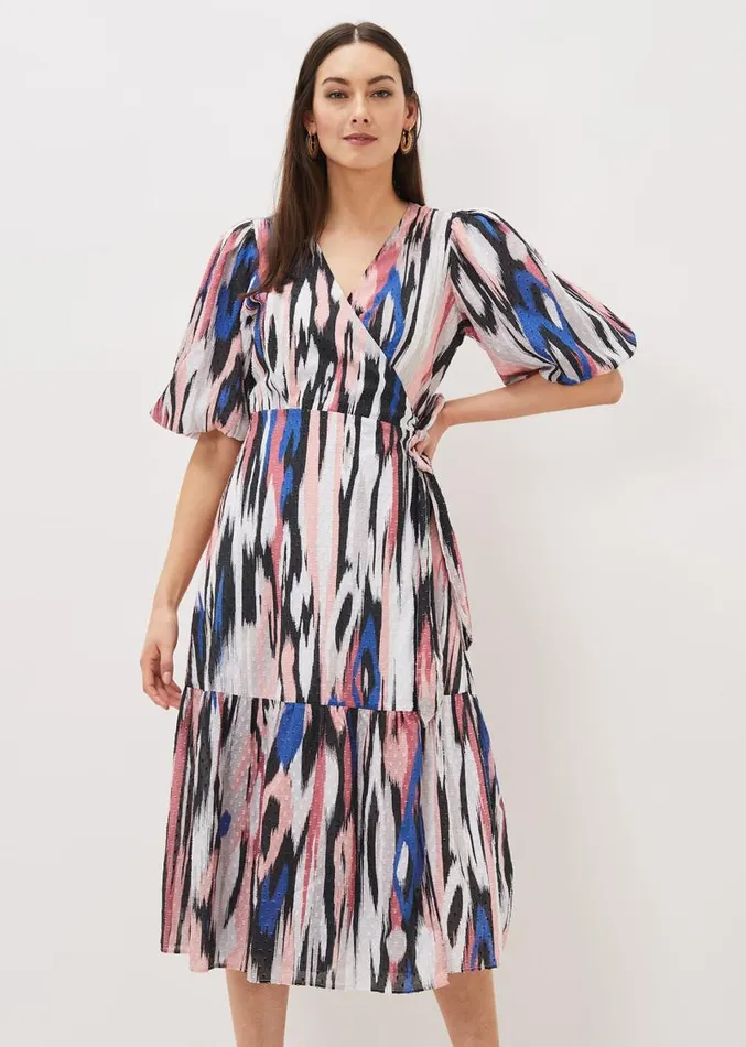 Caityln Cotton Wrap Midi Dress Multicoloured Women Phase Eight Dresses