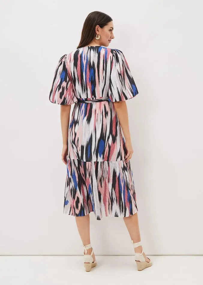 Caityln Cotton Wrap Midi Dress Multicoloured Women Phase Eight Dresses