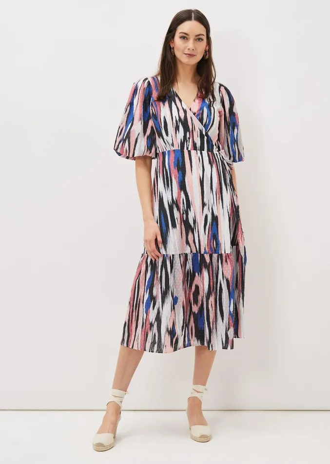 Caityln Cotton Wrap Midi Dress Multicoloured Women Phase Eight Dresses