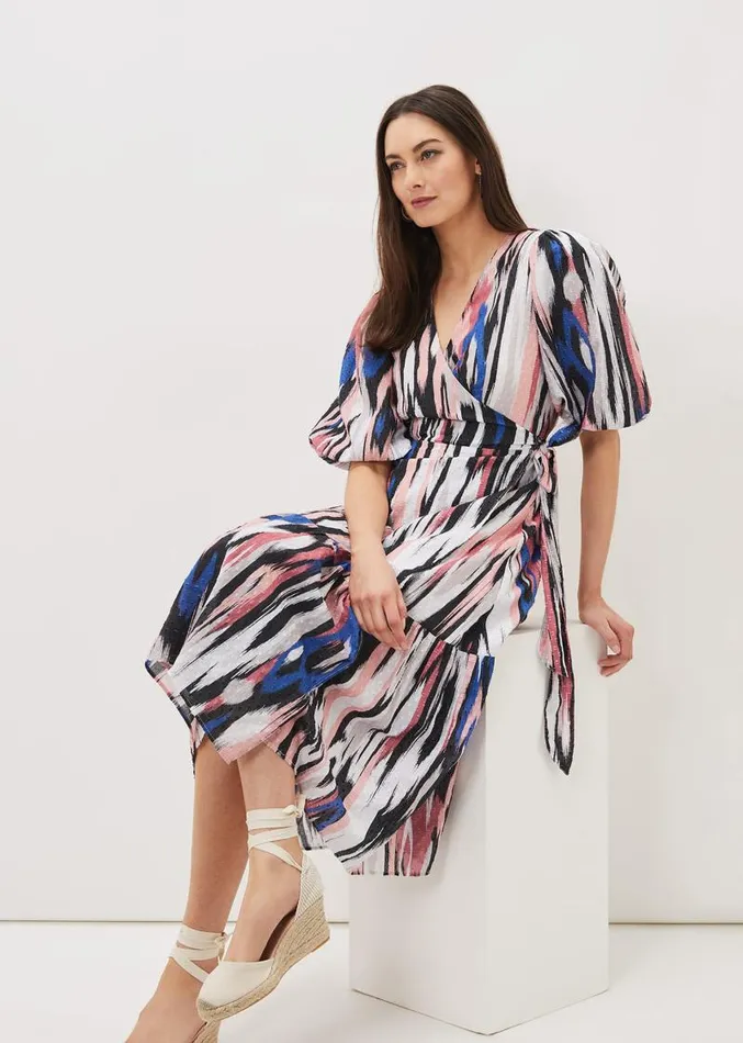 Caityln Cotton Wrap Midi Dress Multicoloured Women Phase Eight Dresses